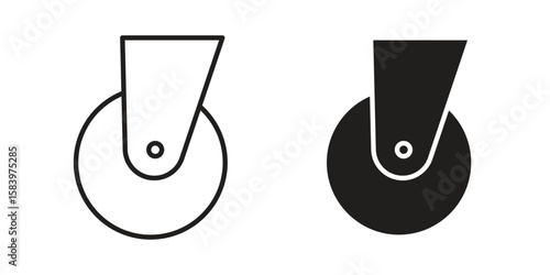 Cart trolley wheel icon set line art and glyph design. Eps10