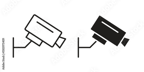 CCTV icon set line art and glyph design. Eps10