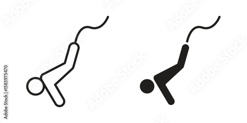 Bungee jumping icon set line art and glyph design. Eps10