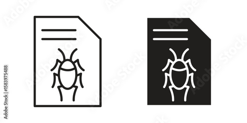 Bug report icon set line art and glyph design. Eps10