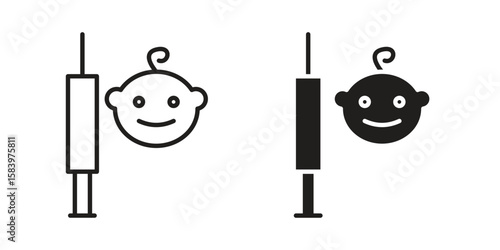 Baby Vaccination icon set line art and glyph design. Eps10