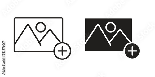 Add photos icon set line art and glyph design. Eps10