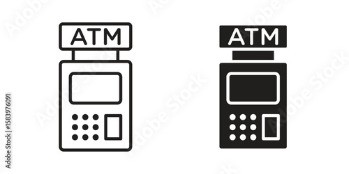 ATM machine icon set line art and glyph design. Eps10