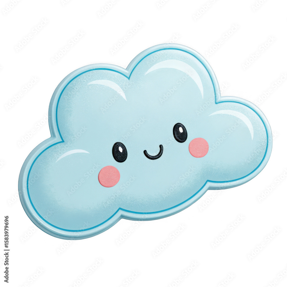 Adorable cartoon blue cloud with a happy face and rosy cheeks isolated on black Adorable cartoon blue cloud with a happy face and rosy cheeks isolated on black