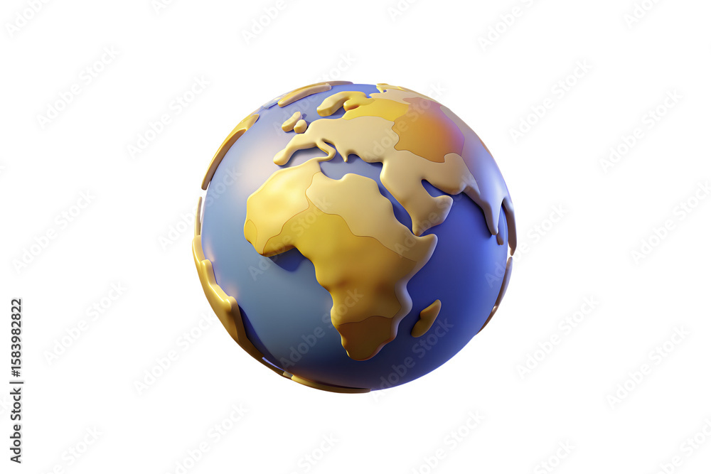 Fototapeta premium Cartoon planet Earth on white background. 3d realistic globe icon.