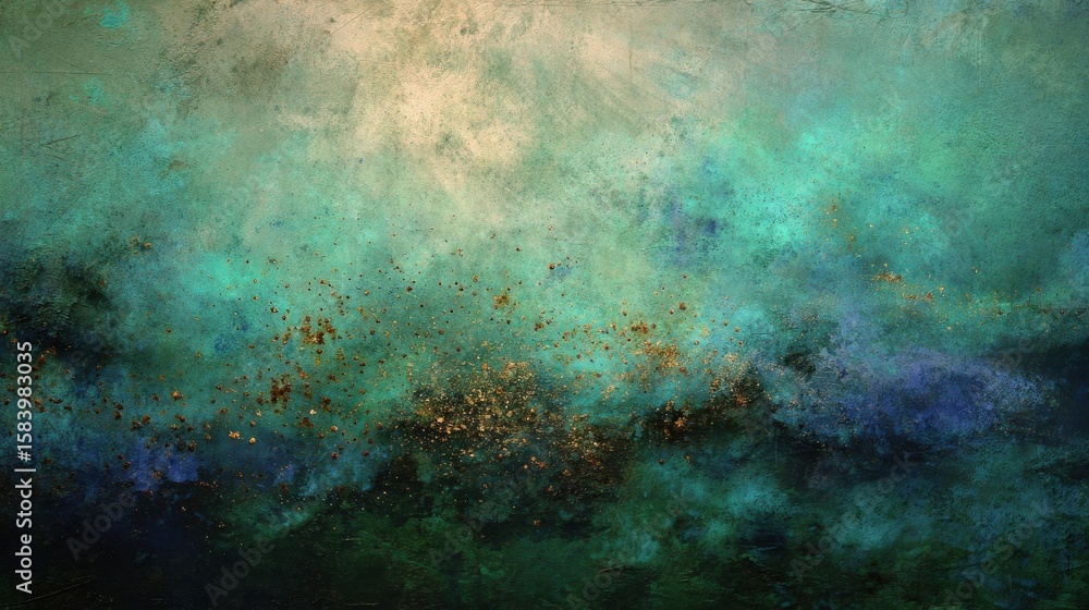 Obraz premium Teal and Gold Abstract Art Textured Background