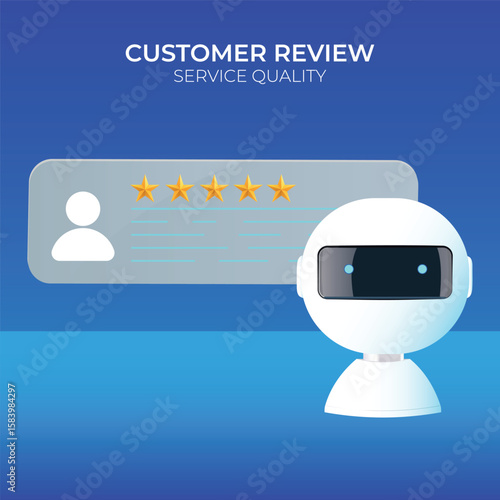 Customer service evaluation and review rating. Customer review concept, a chatbot supporting the user experience and receiving feedback. Artificial intelligence and technology concept.
