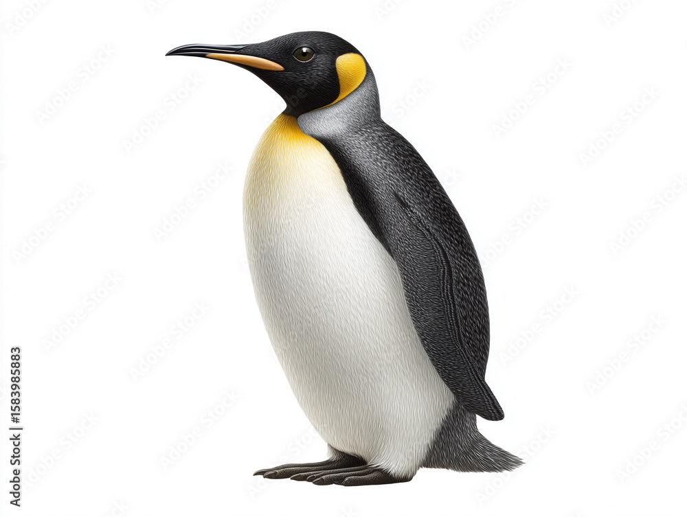 Fototapeta premium Majestic king penguin standing tall in a natural pose against a plain background