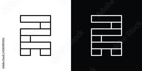 Wooden block icon simple vector pictogram. black and white icon concept