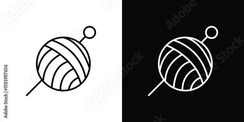 Wool ball icon simple vector pictogram. black and white icon concept