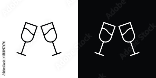 Wine toast icon simple vector pictogram. black and white icon concept