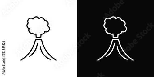 Volcano icon simple vector pictogram. black and white icon concept