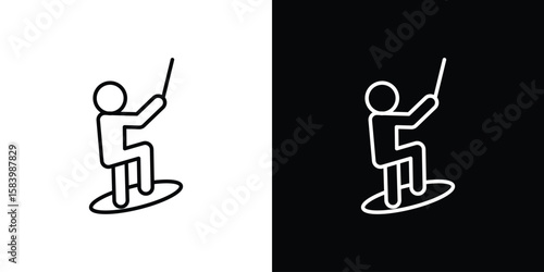 Wakeboarding icon simple vector pictogram. black and white icon concept