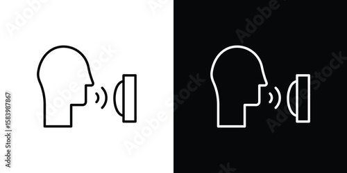 Voice control icon simple vector pictogram. black and white icon concept