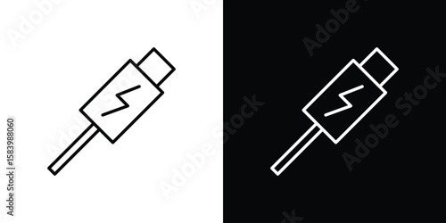 USB type c icon simple vector pictogram. black and white icon concept
