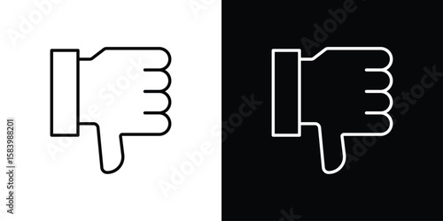 Thumb down icon simple vector pictogram. black and white icon concept