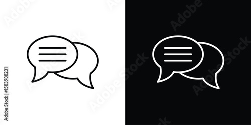 Text chat icon simple vector pictogram. black and white icon concept