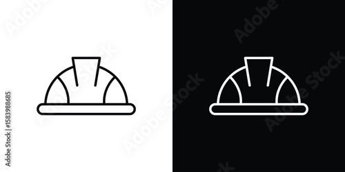 Safety helmet icon simple vector pictogram. black and white icon concept