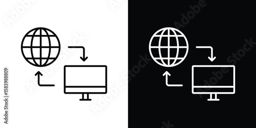 Remote Access icon simple vector pictogram. black and white icon concept
