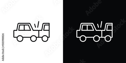 Rear end collision icon simple vector pictogram. black and white icon concept