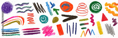 Abstract hand-drawn scribbles in pastel and neon tones