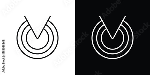 Radar detection icon simple vector pictogram. black and white icon concept