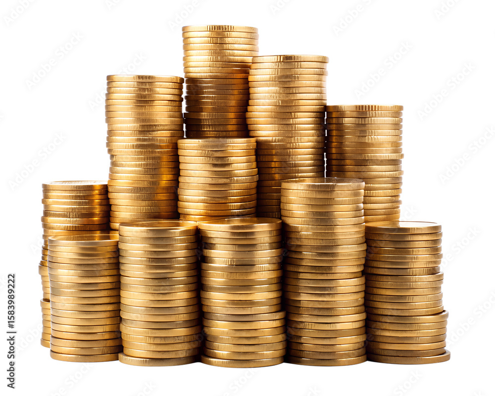 stacks of gold coins isolated on white background. PNG Transparent file type with high definition quality And vibrant color grading Available. stacks of gold coins isolated on white background. PNG Transparent file type with high definition quality And vibrant color grading Available.
