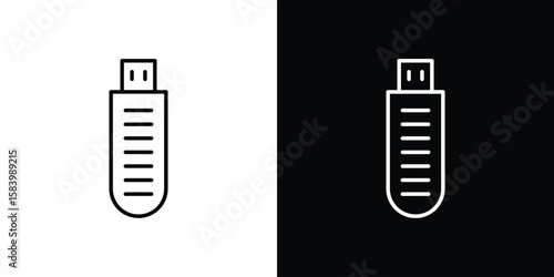 Pendrive icon simple vector pictogram. black and white icon concept