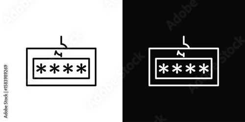 Password phishing icon simple vector pictogram. black and white icon concept