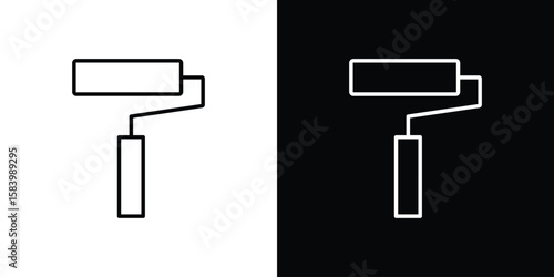 Paint roller icon simple vector pictogram. black and white icon concept