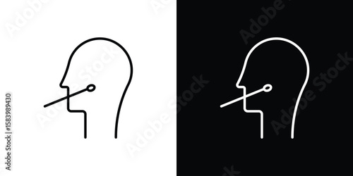 Nasal swab icon simple vector pictogram. black and white icon concept