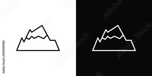 Mountain icon simple vector pictogram. black and white icon concept