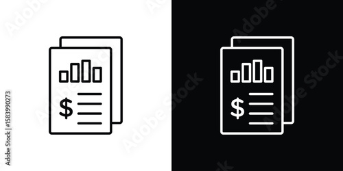 Income statement icon simple vector pictogram. black and white icon concept