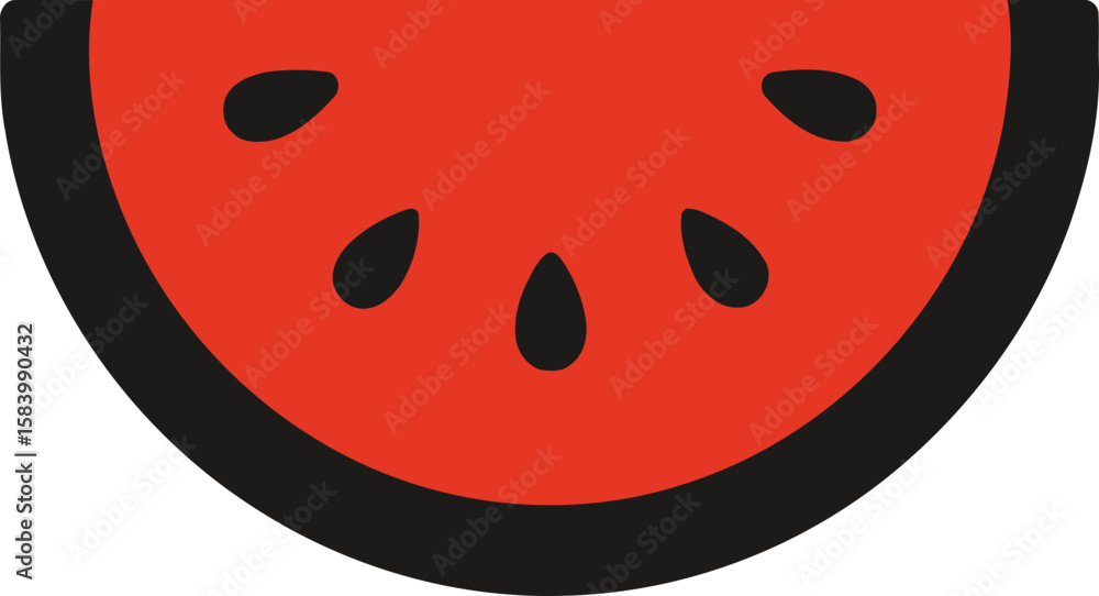 Obraz premium Slice of watermelon, watermelon slice editable vector illustration icon. Flat watermelon icon