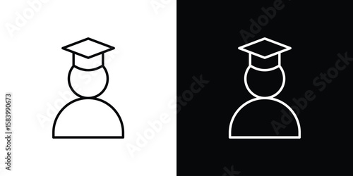 Graduated icon simple vector pictogram. black and white icon concept