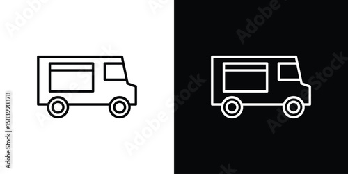 Food truck icon simple vector pictogram. black and white icon concept