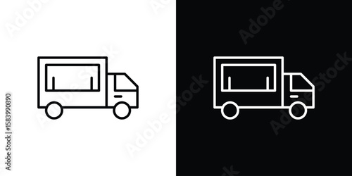 Food truck icon simple vector pictogram. black and white icon concept