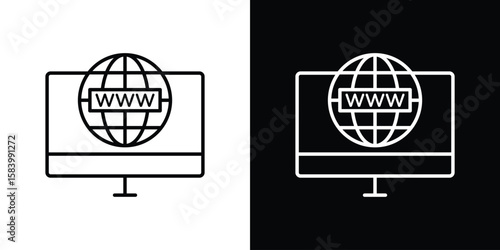Domain icon simple vector pictogram. black and white icon concept