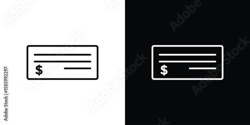 Cheque icon simple vector pictogram. black and white icon concept