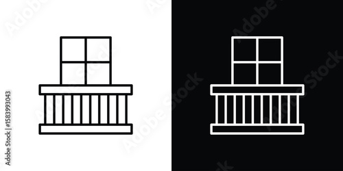 Balcony icon simple vector pictogram. black and white icon concept