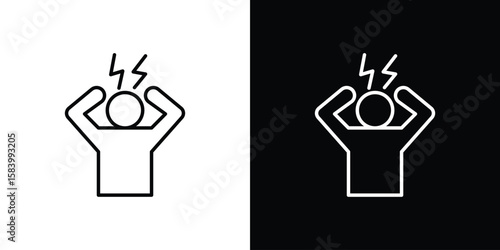 Anxiety icon simple vector pictogram. black and white icon concept