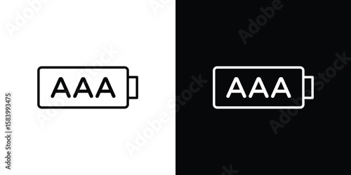AAA battery icon simple vector pictogram. black and white icon concept