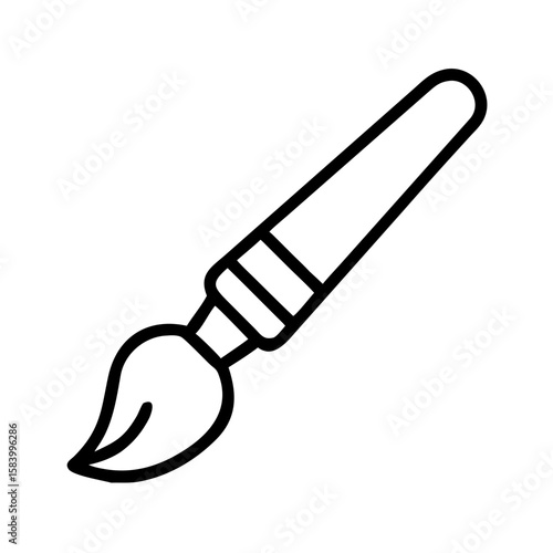 Paintbrush icon in minimalist line art design on white background  
