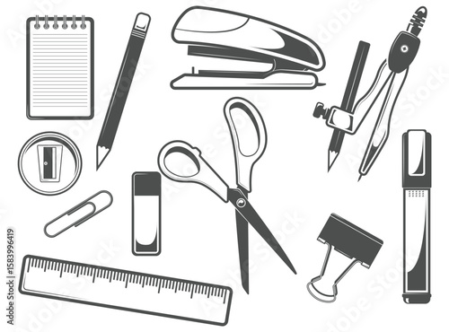 Set of back to school with education supplies vector art set