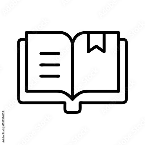 Open book with bookmark and blank pages in minimal style  