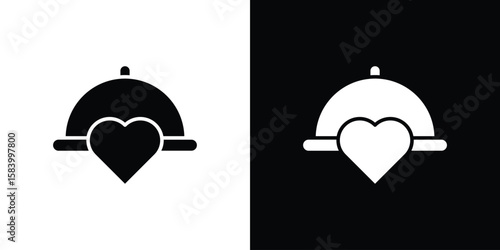 Wedding dinner icon silhouette in black flat style. Graphic element