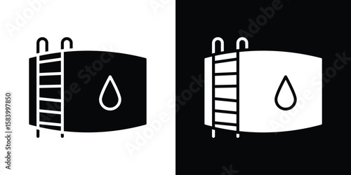 Water tank icon silhouette in black flat style. Graphic element