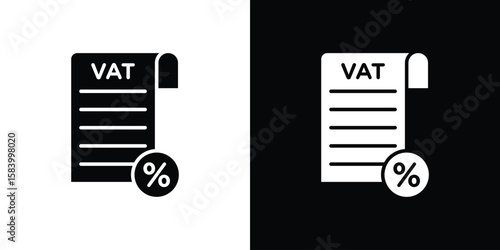Value added tax VAT icon silhouette in black flat style. Graphic element