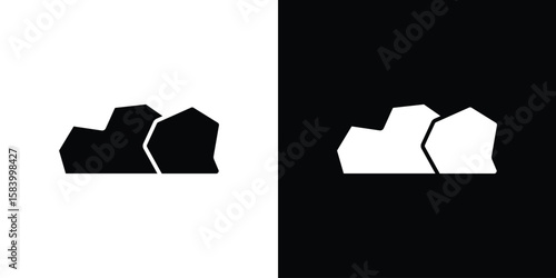 Stone icon silhouette in black flat style. Graphic element