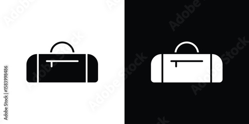 Sports bag icon silhouette in black flat style. Graphic element
